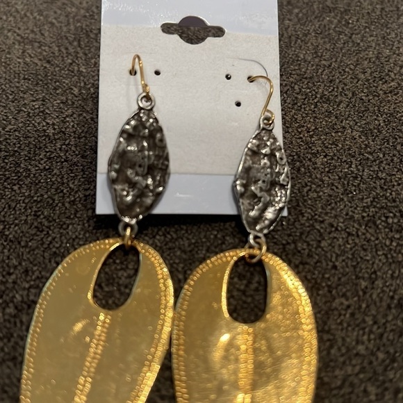 Goldtone & Silvertone Dangle Hook Earrings - Picture 2 of 3